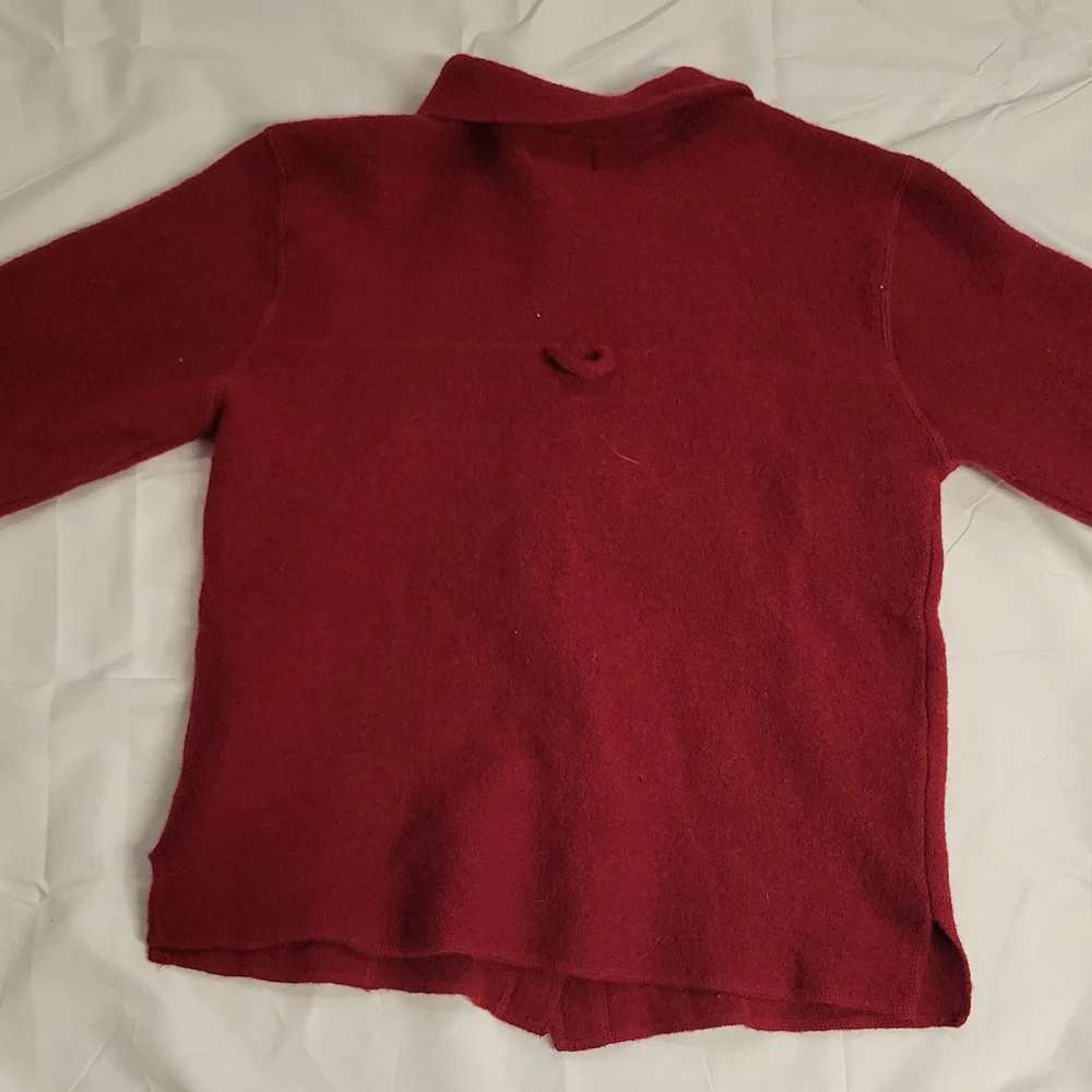 Unique Vintage Burgundy Button-Up 100% wool cardigan - Picture 3 of 6